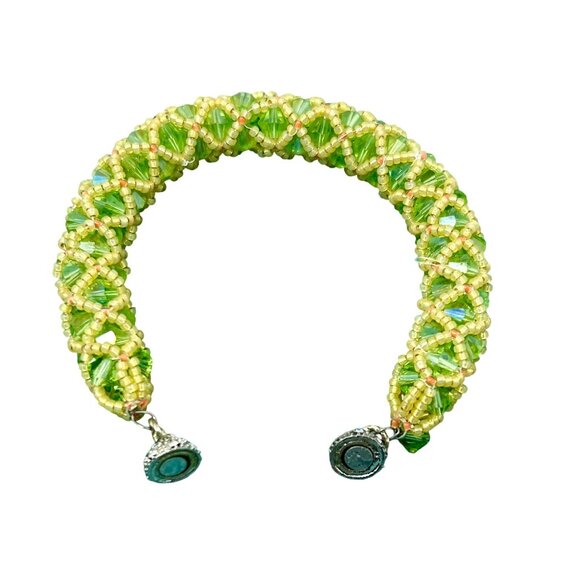 2‎ Vintage 1990s Handcrafted Beaded Bracelets - Yellow & Green - Picture 8 of 8